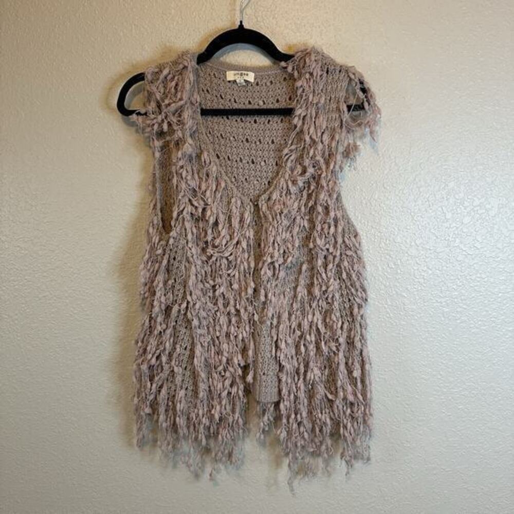 UMGEE Vest Small‎ Maueve Fringe Shaggy Boho Western Hippie Open Front Festival